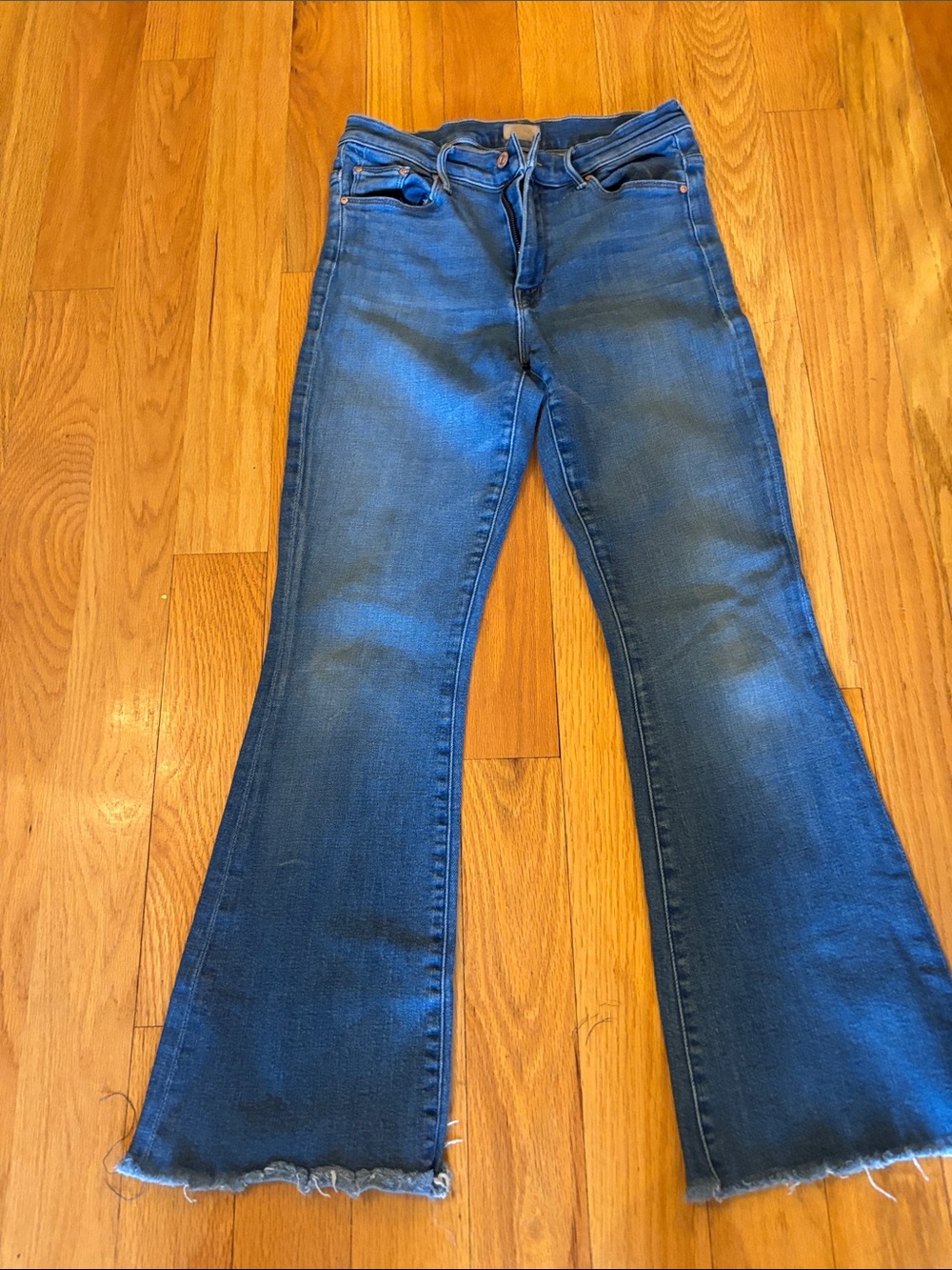 MOTHER Dark Blue Flare Jeans with Raw Hem size 28
